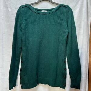 Madewell Women's Merino Wool Green Crewneck Sweater Tunic Career Casual Medium M